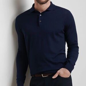 Peter Millar Polo Sweater Knit Royal Blue Button Down Medium